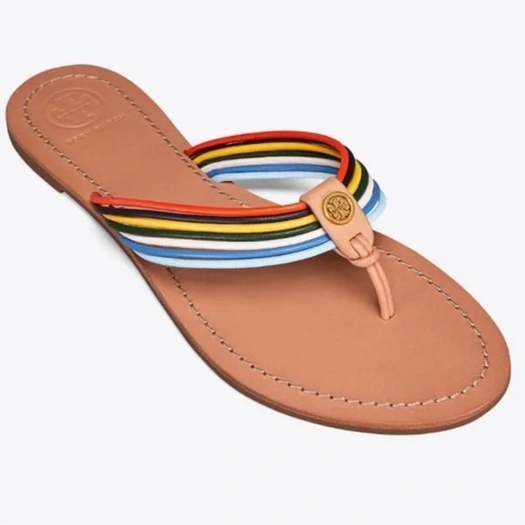 Like New! Tory Burch Sienna Multi-Colored Strappy Thong Sandal 8.5 - Picture 1 of 6